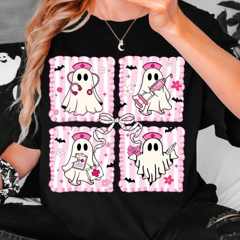 Preppy Nurse Halloween, Boo Boo Crew Tee For Women, Halloween Nurse Shirt, Ghost Nurse, Spooky Nurse Shirt, Gift For...
