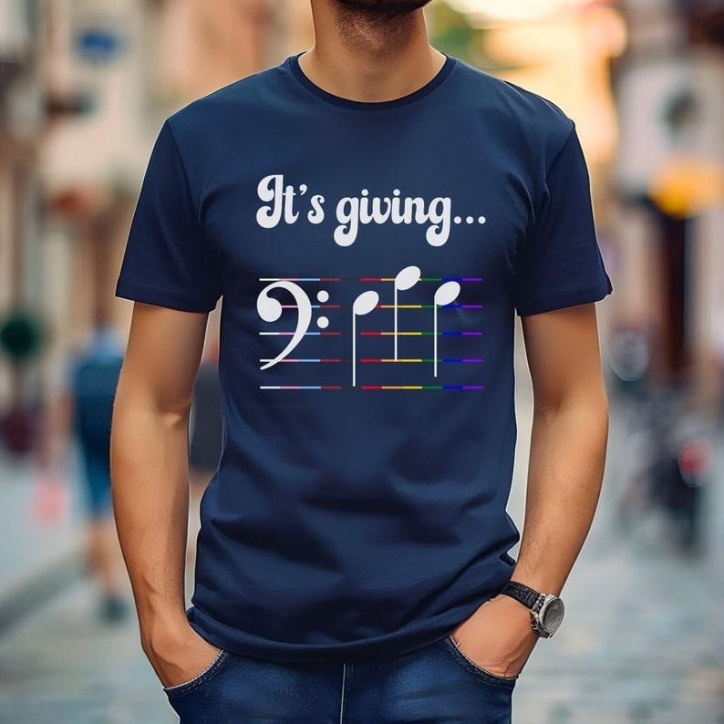 Pride Shirt, Its Giving, LGBTQ Pride, Gay Pride, Subtle Music Note Shirt, Rainbow Music Shirt, Gay, Bisexual, Queer,...