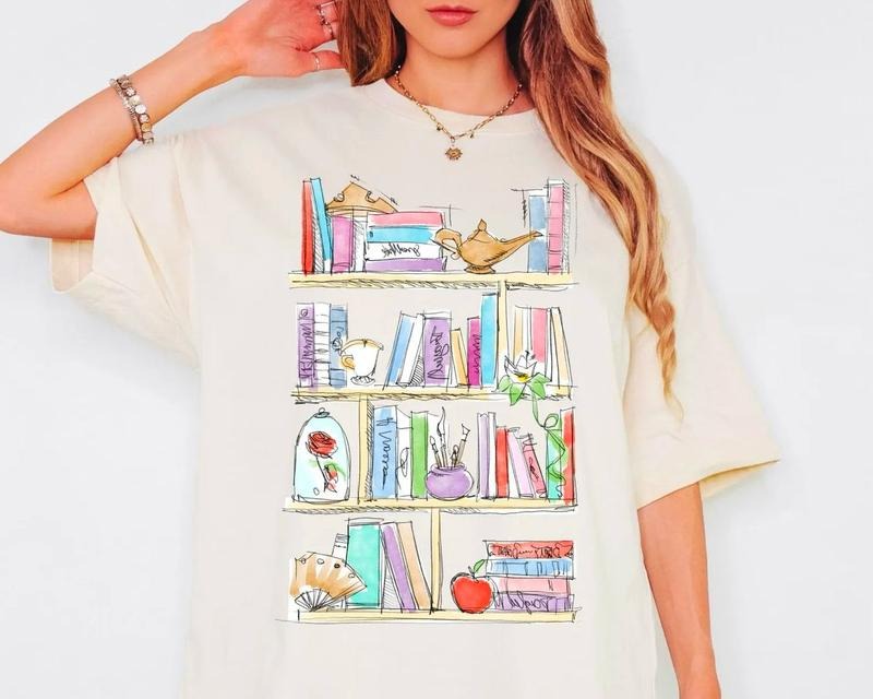 Princess Bookshelf Shirt, Bookish Tee, Library Teacher Shirt, Princess Book Sweatshirt, Bookish Tee, Princess Reading...