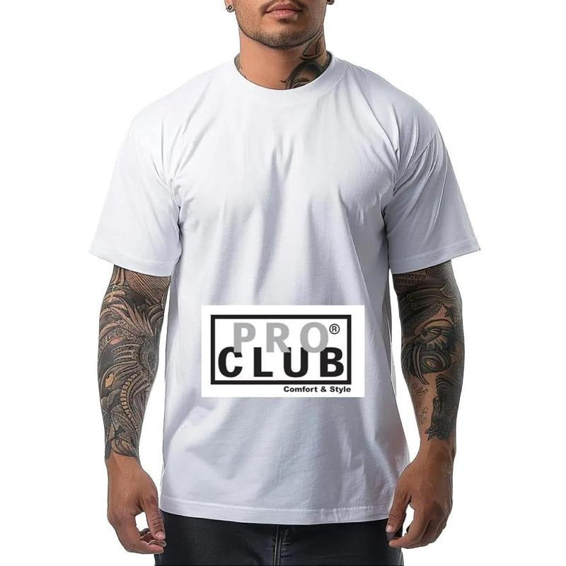 Pro Club Shirts Heavyweight Men's Proclub Short Sleeve T-Shirt heavy tees white tee Casual Crewneck Cotton Classic...