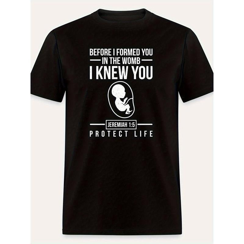 Pro-Life Jeremiah 15 Christian T-shirt - Fun Men's Short Sleeve Graphic T-shirt Collection Black, Cool Creative Men's...