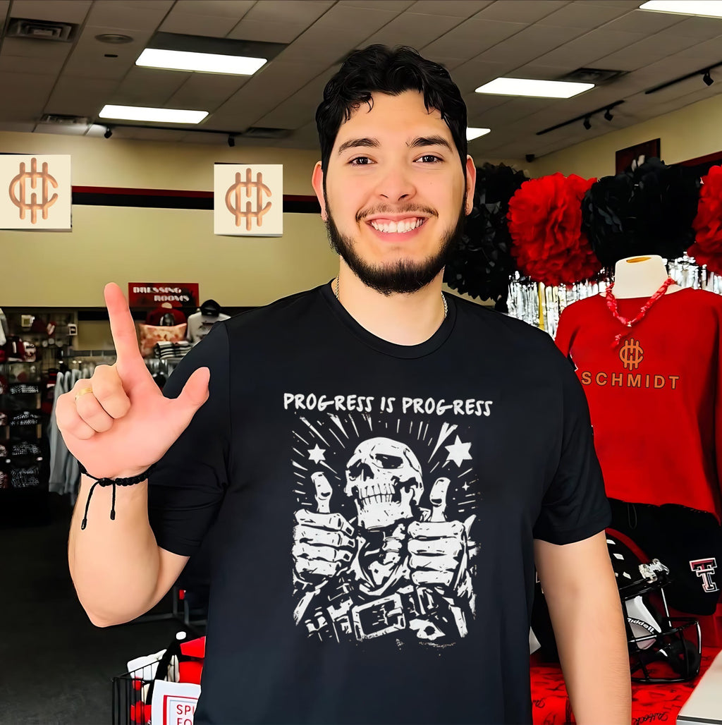 Progress Is Progress Skeleton Thumbs Up shirt