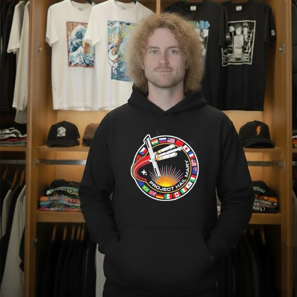 Project Hail Mary Spaceship With Nation Flags Mission Patch T-Shirt