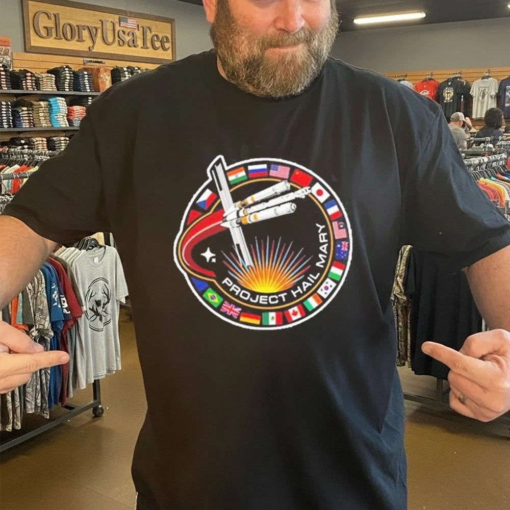 Project Hail Mary Spaceship With Nation Flags Mission Patch T-Shirt