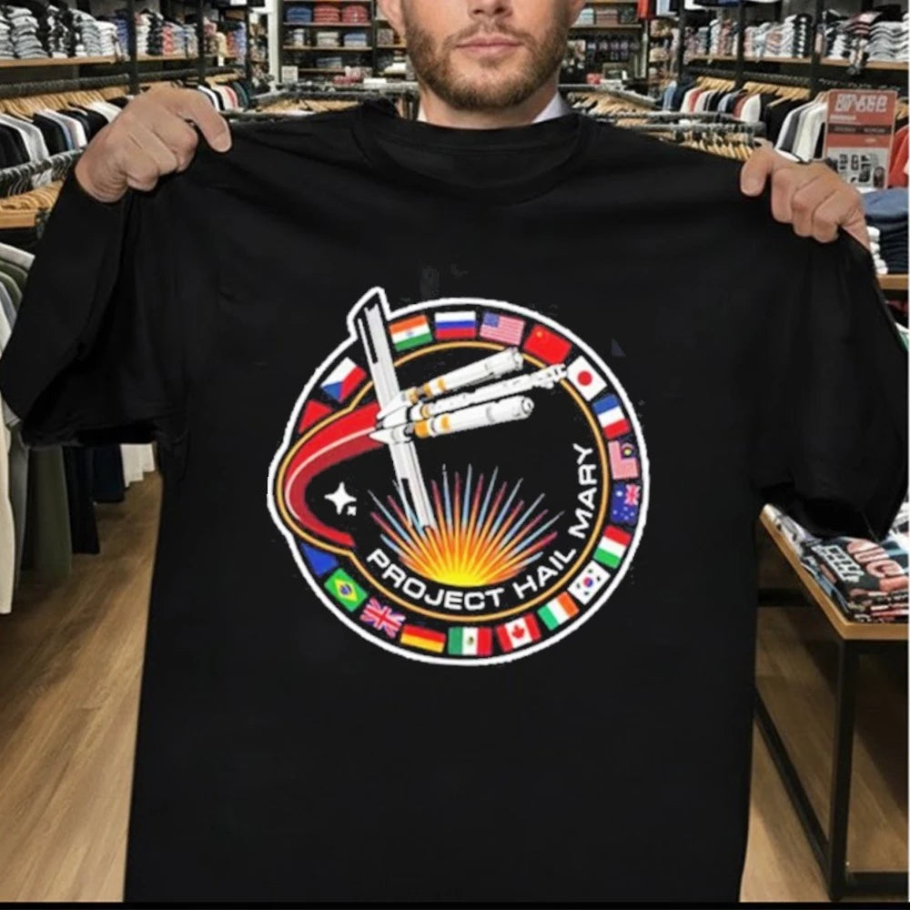 Project Hail Mary Spaceship With Nation Flags Mission Patch T-Shirt