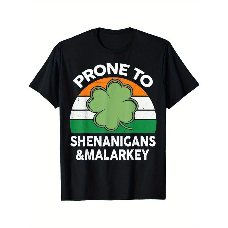 Prone To Shenanigans And Malarkey Funny St Patricks Day men T-Shirt made in usa Hoodie, Sweatshirt | TeeBloomCo.com