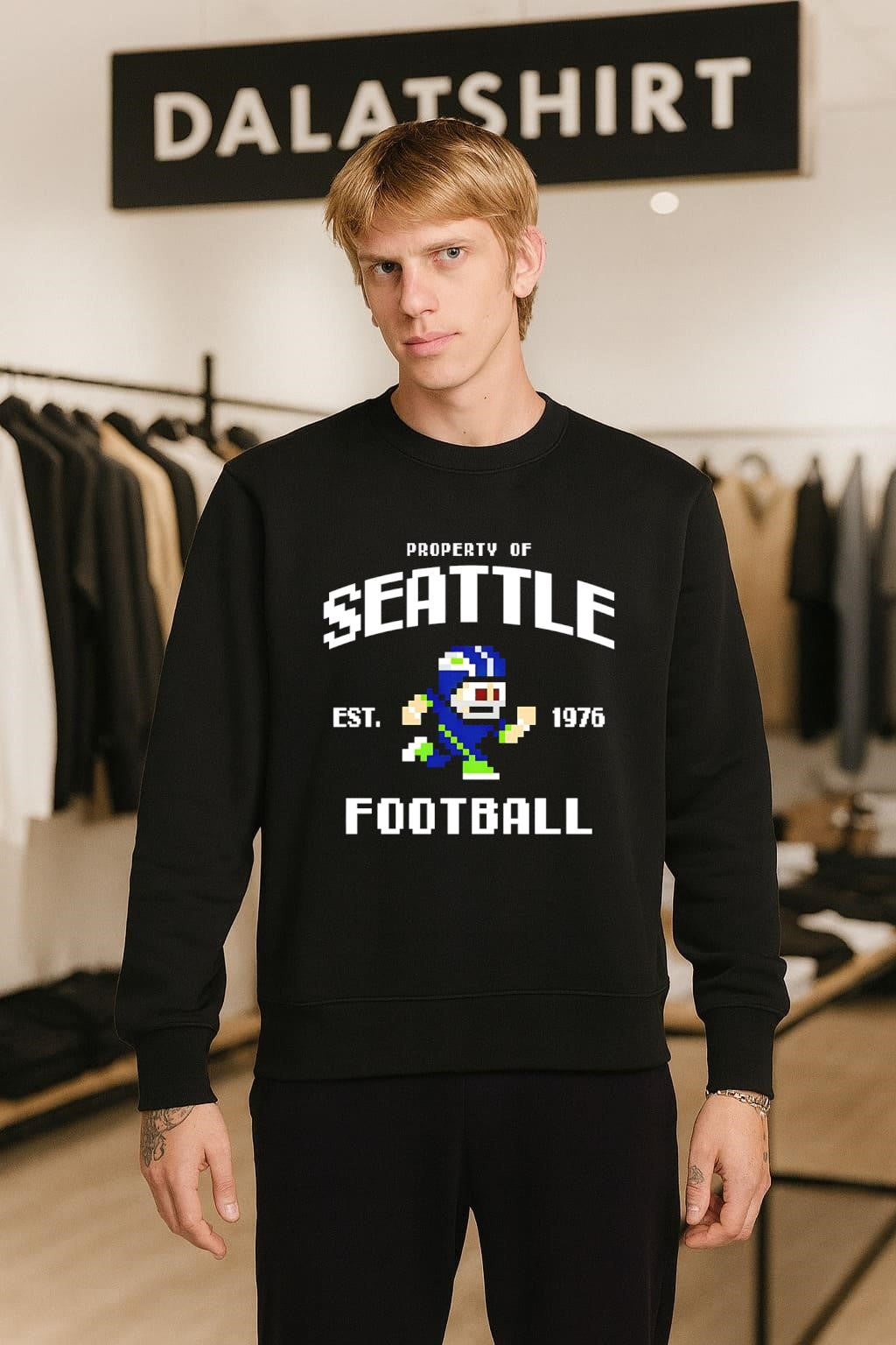 Property of Seattle Est 1976 Football Pixel Art Character shirt