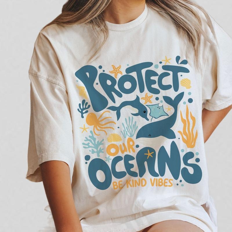 Protect Our Oceans Shirt, 90s Sea Animal Tshirt, Shirt For Women, Animal Lover Shirt, Retro Ocean Nature Shirt, Sealife...