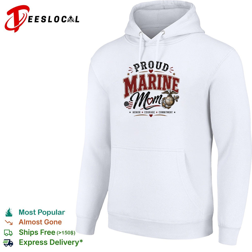 Proud Marine Mom honor courage commitment eagle emblem patriotic version two art shirt