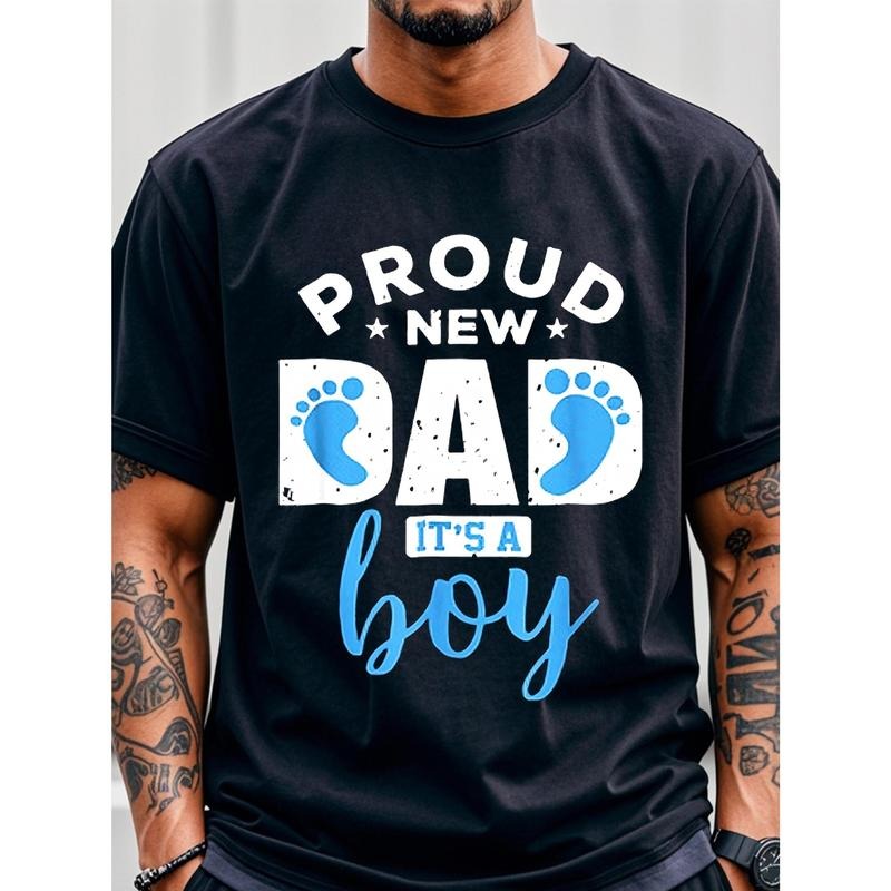 Proud New Dad Its A Boy Dad Birthday Gifts Shirt From Daughter Wife Mens T-Shirt T-Shirt For Men Cotton T-Shirt For Men...