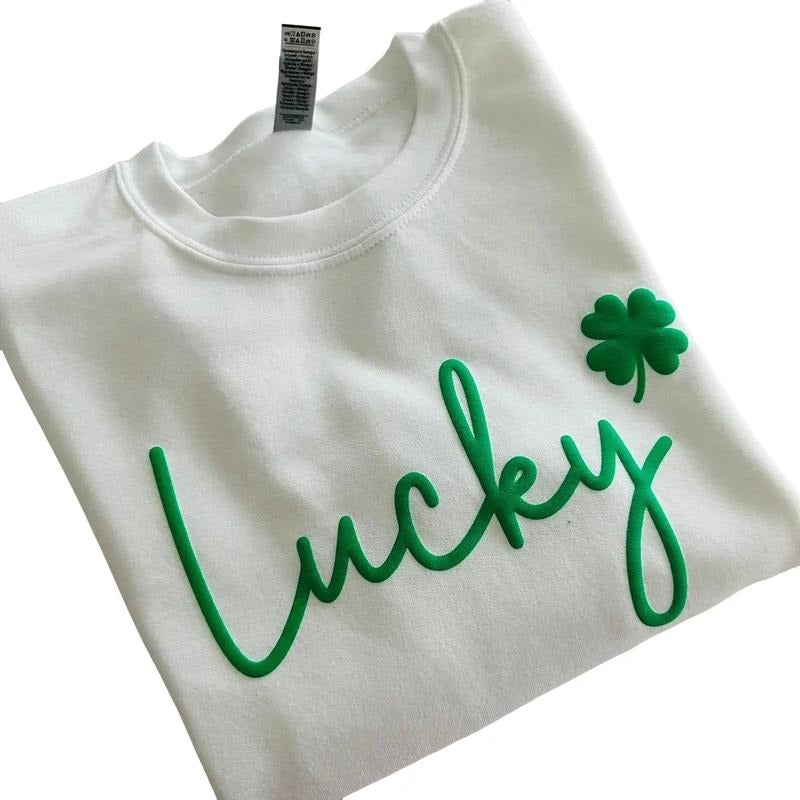 Puff Print Lucky Shamrock Sweatshirt, Love Clover Hoodie, Shamrock Sweatshirt, St Patrick's Day Sweatshirt, St. Patrick's...