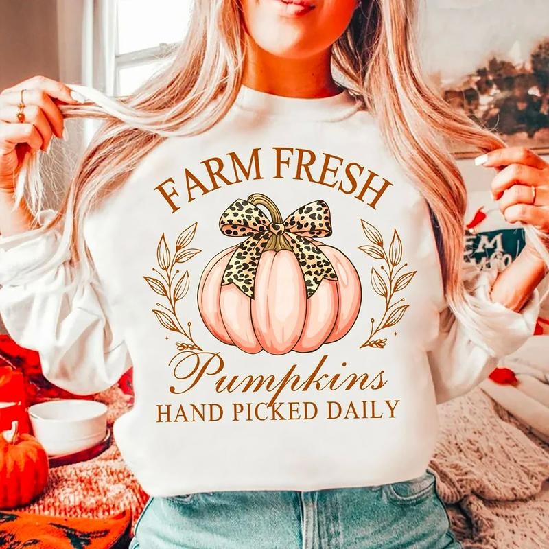 Pumpkin Coquette Bow Shirt, Halloween Coquette Sweatshirt, Farm Fresh Pumpkin Sweater, Coquette Pumpkin Shirt, Spooky...