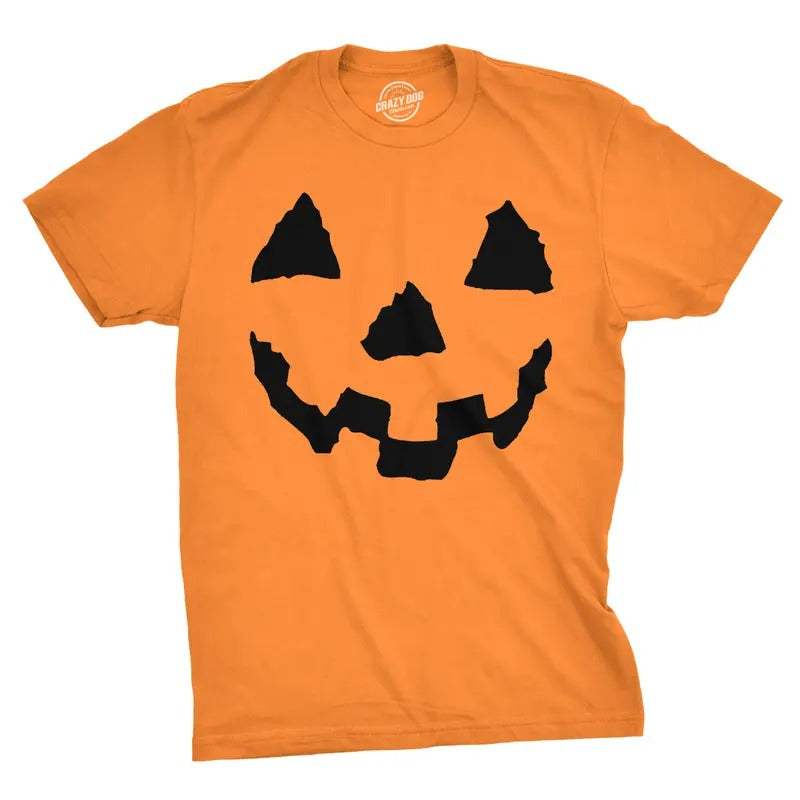 Pumpkin Face T-Shirt Funny Halloween Jack O Lantern Shirt Mens Funny T Shirts Cool Tees Soft Stylish Casual Menswear...