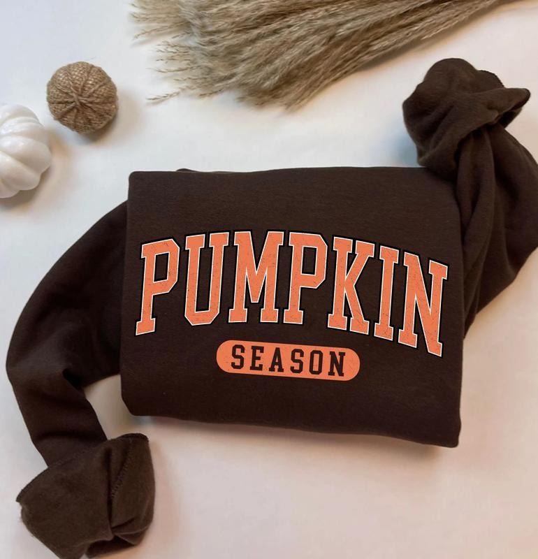Pumpkin Season Sweatshirt, Fall Pumpkin Varsity Shirt, Retro Fall Vibe Tee Shirt, Halloween T-Shirt Hoodie | TeeBloomCo.com