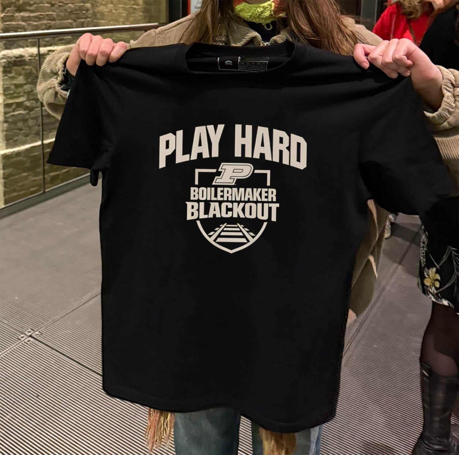 Purdue Play Hard Boilermaker Blackout P Logo shirt