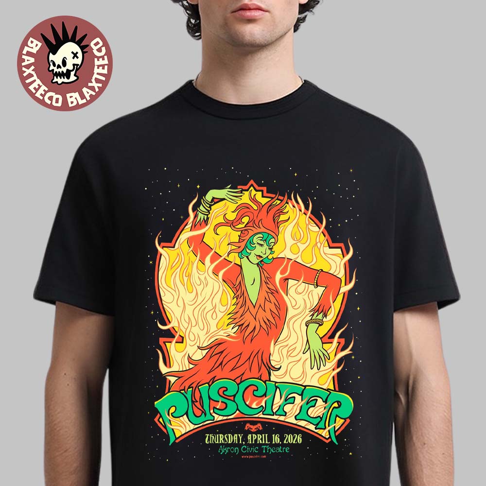 Puscifer Akron Ohio 2026 Venue Poster At Akron Civic Theatre On April 16 2026 T-Shirt