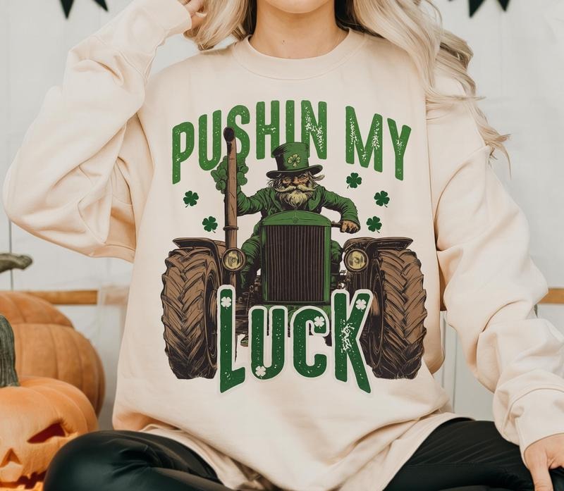 Pushing My Luck Construction St Patrick's Day Boys Vintage Shirt heat Press instant Hoodie, Sweatshirt | TeeBloomCo.com