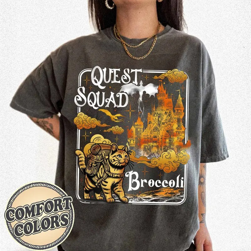 Quest Squad Broccoli Comfort Colors Shirt, Onyx Storm Shirt, Fourth Wing, Xaden Riorson, Ridoc Romantasy Fan Shirt,...