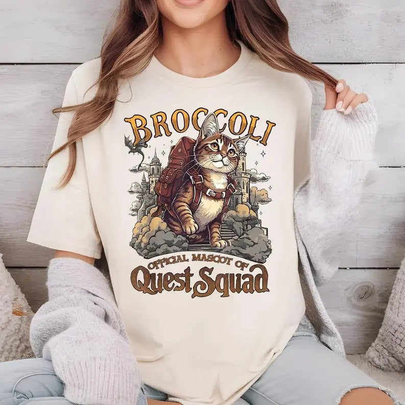 Quest Squad Broccoli T-Shirt , Onyx Storm Broccoli Shirt, Broccoli Cat Shirt, Fourth Wing Shirt, Xaden Riorson Shirt...