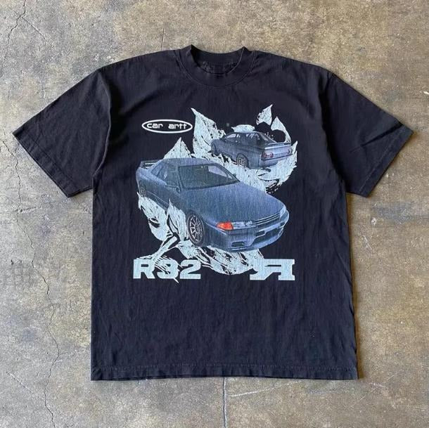 R32 Car art T-Shirt, Unisex Vintage Graphic Tees Gothic Grunge Y2k Emo Scene Amity Affliction Style Clothes  Women...