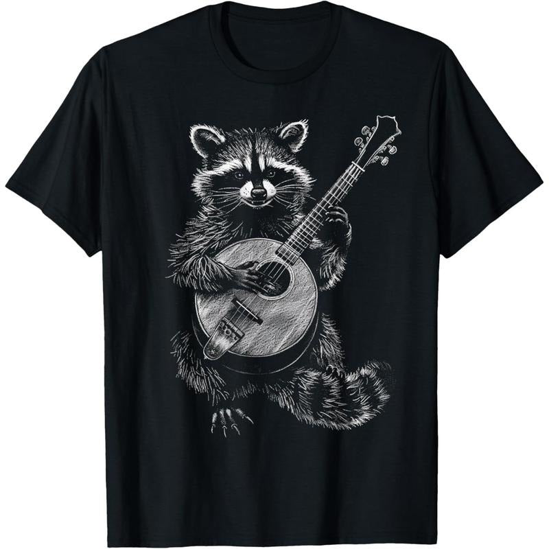 Raccoon Playing Banjo T-Shirt made in us Hoodie, Sweatshirt | TeeBloomCo.com