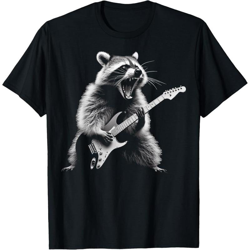 Raccoon Playing Guitar Rock and Roll Rock Star Men Women Kid T-Shirt made in us Hoodie, Sweatshirt | TeeBloomCo.com