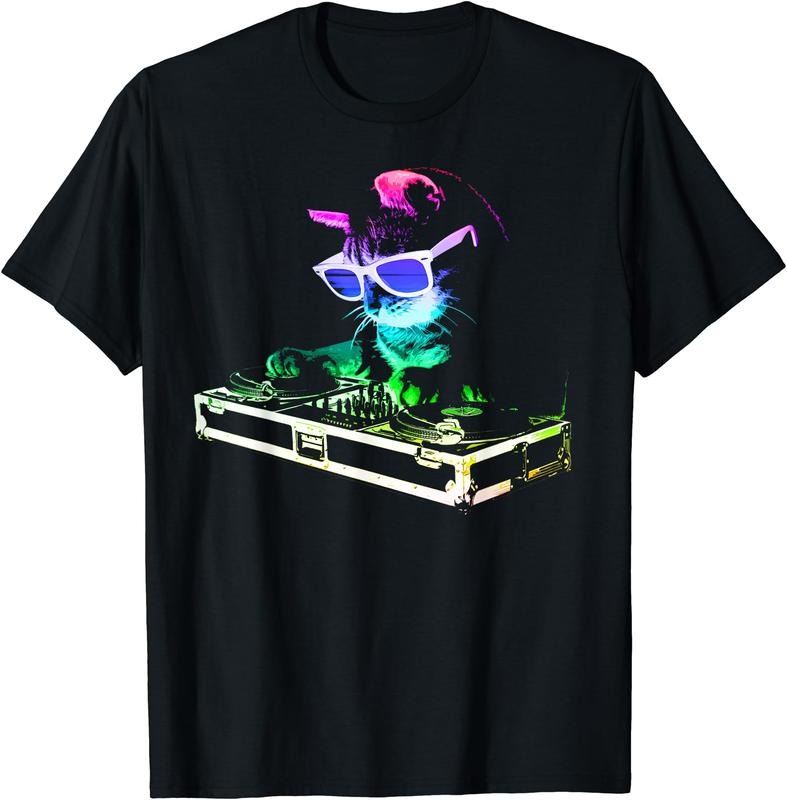 Rainbow DJ Cat T-Shirt Hoodie, Sweatshirt | TeeBloomCo.com