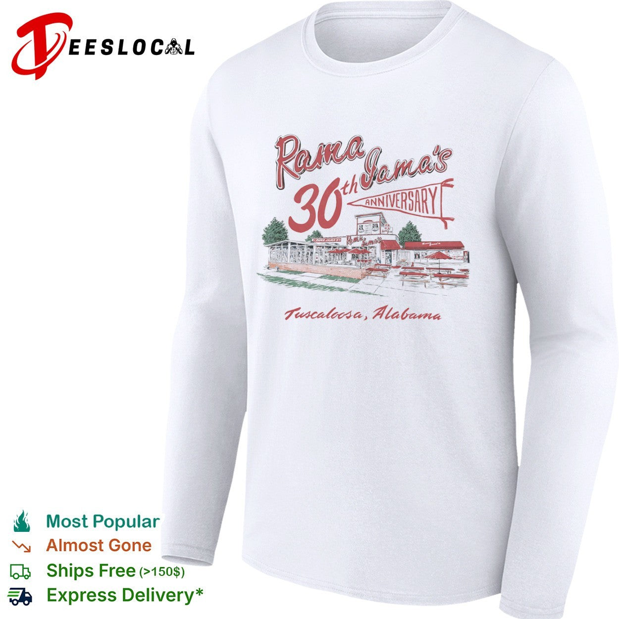 Rama Jama’s 30th Anniversary Tuscaloosa Alabama restaurant drawing shirt