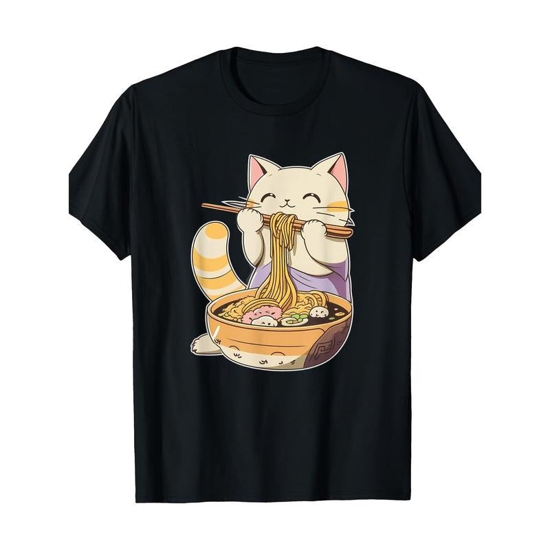 Ramen Cat Kawaii Lovers220g100% CottonT-Shirt  made in usa Hoodie, Sweatshirt | TeeBloomCo.com