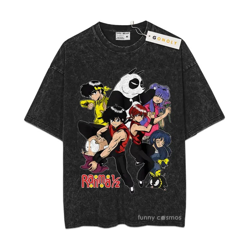 Ranma 1,2 Nibunnoichi Japanese Kawai Shortsleeve New Top Mineral Wash TShirt Hoodie, Sweatshirt | TeeBloomCo.com