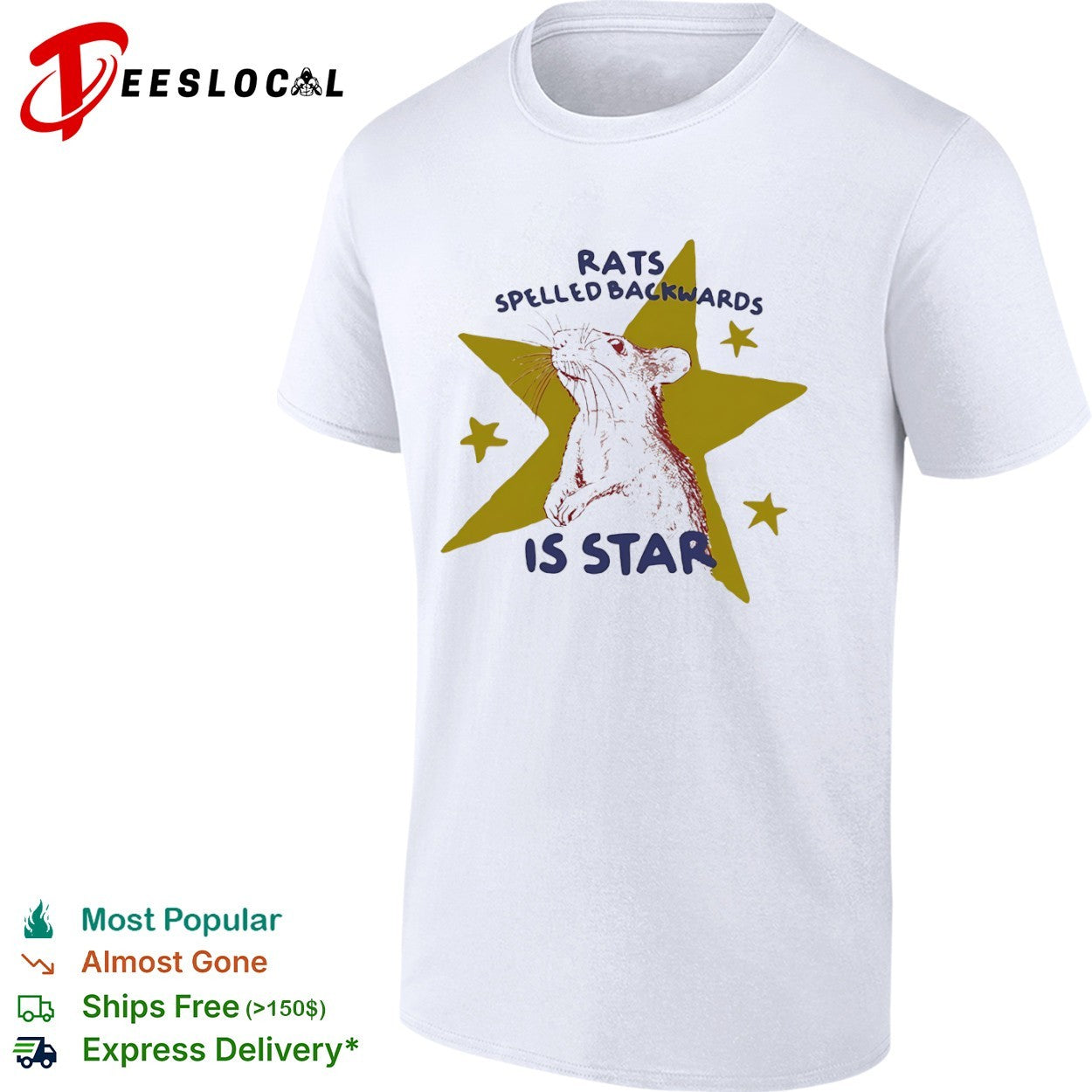 Rats spelled backwards is star rodent artistic minimalist shirt