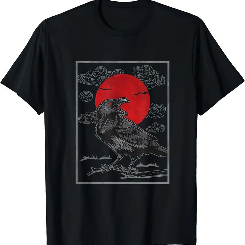 Raven Red Moon Anime Japanese Art TShirt Hoodie, Sweatshirt | TeeBloomCo.com