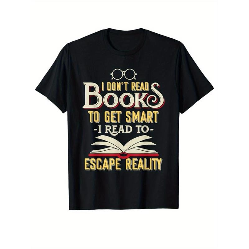Read Books Print Men's Cotton T-shirt, Graphic Tee Men's Outdoor Clothes, Casual Short Sleeve Crew Neck T-shirt made in...