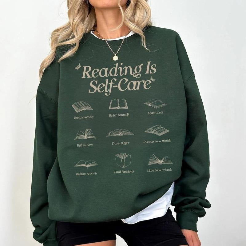 Reading Is SelfCare Sweatshirt, Bookish Mental Health Sweatshirt, Read More Book Lover Bookworm Romance Book Addict...