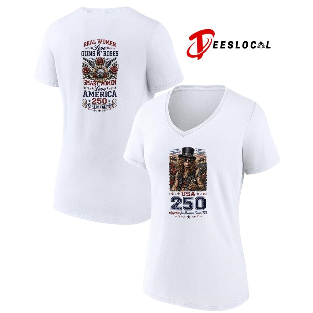 Real women love Guns N’ Roses smart women love America 250 years of freedom shirt