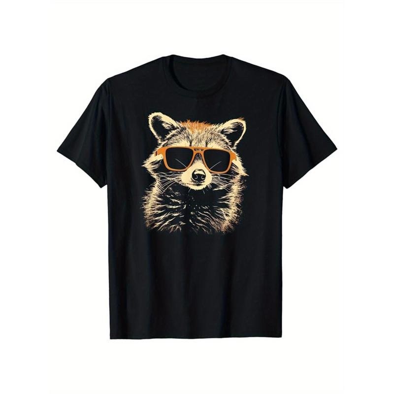 Reccoon Printed, Men's Cotton Graphic T-shirt, Casual Short Sleeve Crew Neck Gamer T-shirt, Men's Tee For Outdoor made in...