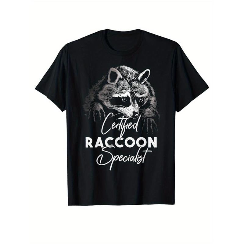 Reccoon Printed, Men's Cotton Graphic T-shirt, Casual Short Sleeve Crew Neck Gamer T-shirt, Men's Tee For Outdoor made in...