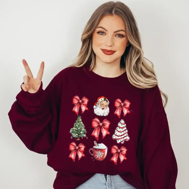 Red Coquette Christmas Shirt, Cute Xmas Shirt, Women's Holiday Tee, Sweatshirt, Hoodie | TeeBloomCo.com