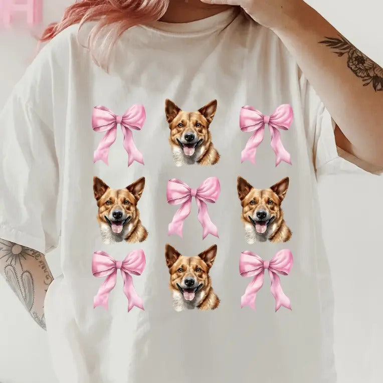 Red Heeler with bows Shirt ~ Unisex Apparel Relaxed Fit Printed In The USA Clothing Womenswear Casual Comfort Cotton Top...