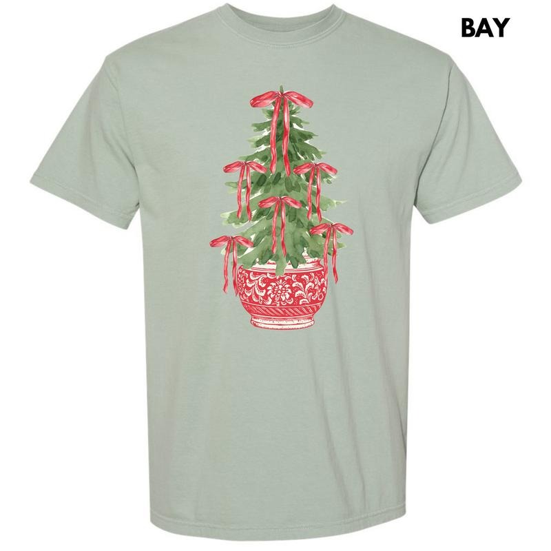 Red Potted Christmas Tree Comfort Colors T-Shirt 'NLB' Hoodie, Sweatshirt | TeeBloomCo.com