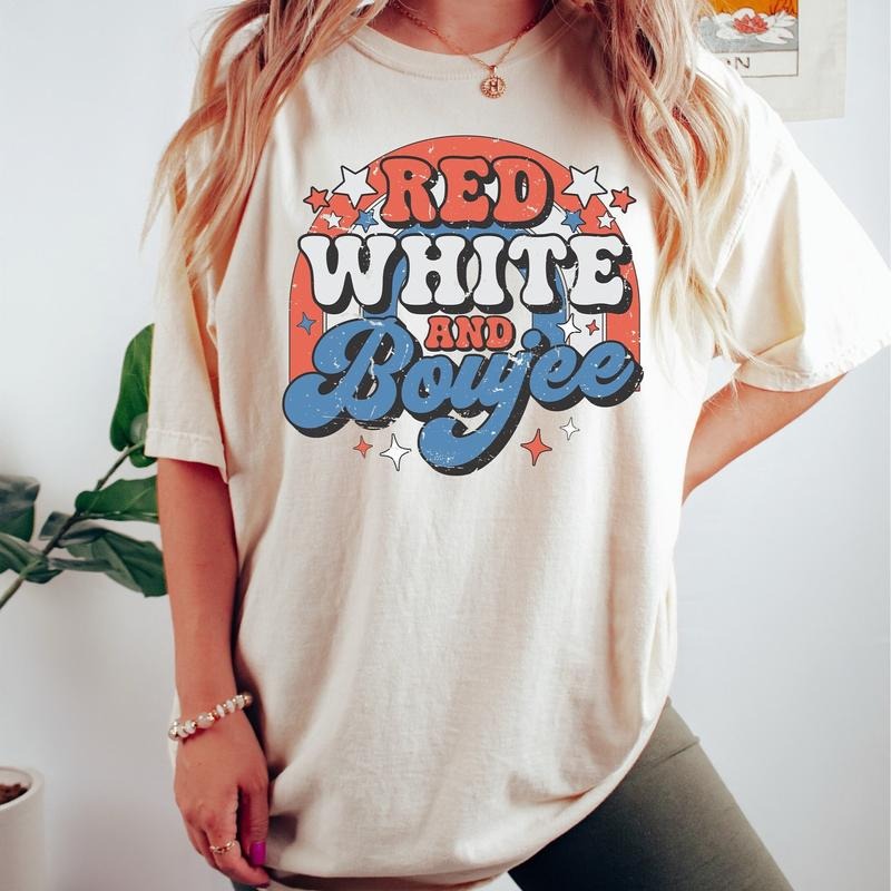 Red White And Boujee Shirt, Retro Groovy 4th Of July Shirt, Patriotic Rainbow, Happy 4th of July Shirt, Independence Day,...