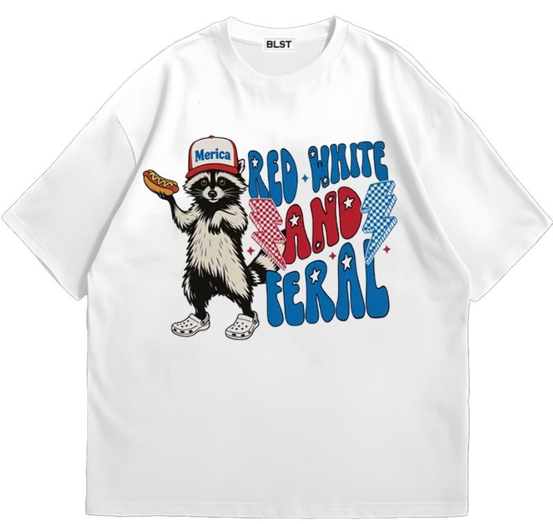 Red White And Feral T-Shirt Classic 90s Retro Trendy Graphic T-Shirt with Street Style Hoodie, Sweatshirt | TeeBloomCo.com