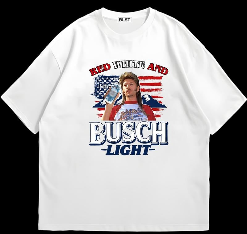 Red White and Busch Light Tshirt Joe Dirt 4th of July T-Shirt Comfy Cotton Hoodie, Sweatshirt | TeeBloomCo.com