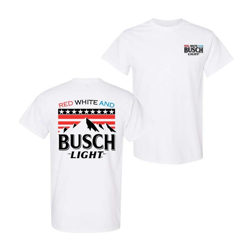 Red, White And Busch Light 2 Sided T-Shirt, 2 Sided T-Shirt For Men And Women, Trendy Shirt Hoodie, Sweatshirt
