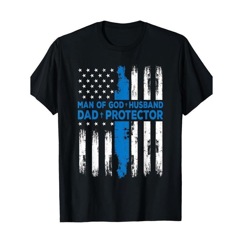 Religious Man Of God Husband Dad Protector T-Shirt - 220g made in usa Hoodie, Sweatshirt | TeeBloomCo.com