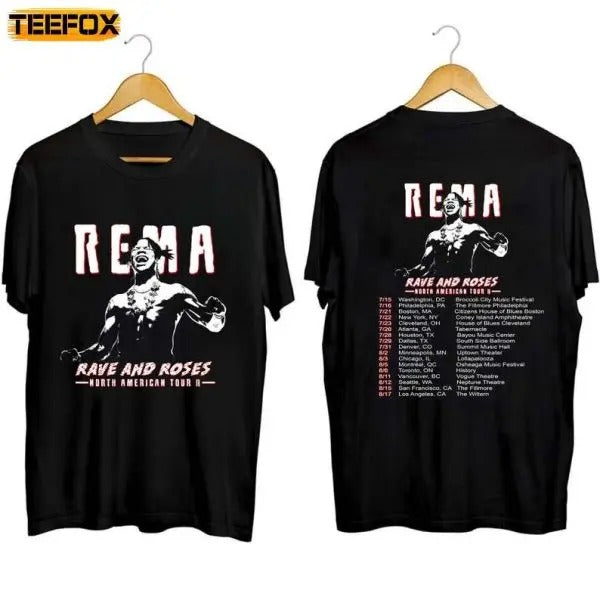 Rema North American Rave And Rose Tour 2023 Concert Short-Sleeve T-Shirt Hoodie, Sweatshirt | TeeBloomCo.com