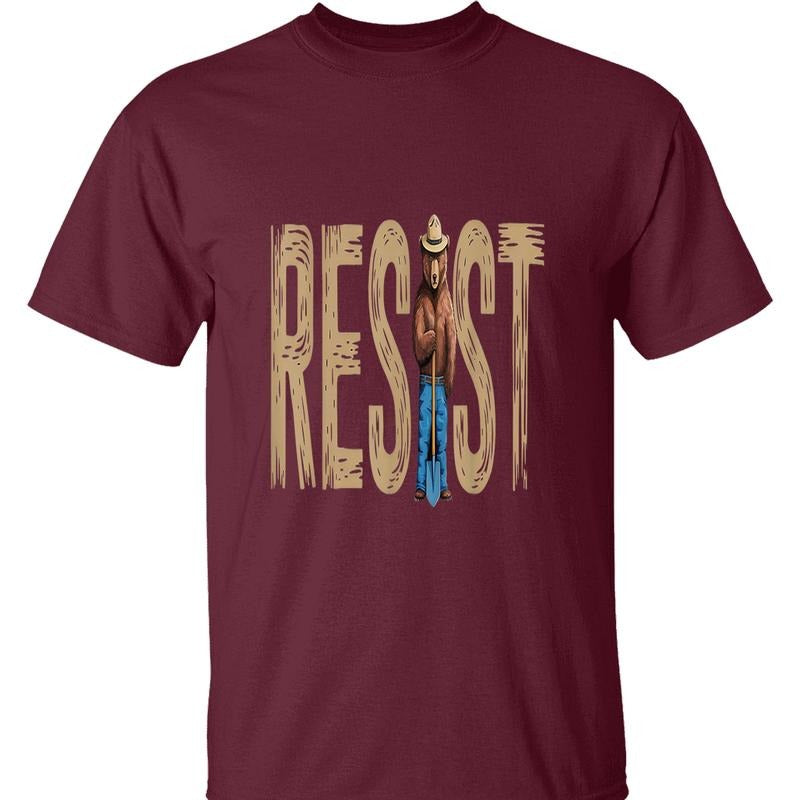 Resist Bear Graphic Tee - Anti Trump, Anti Fascist Political Protest T-Shirt for Activism, Resistance Against Oppressive...