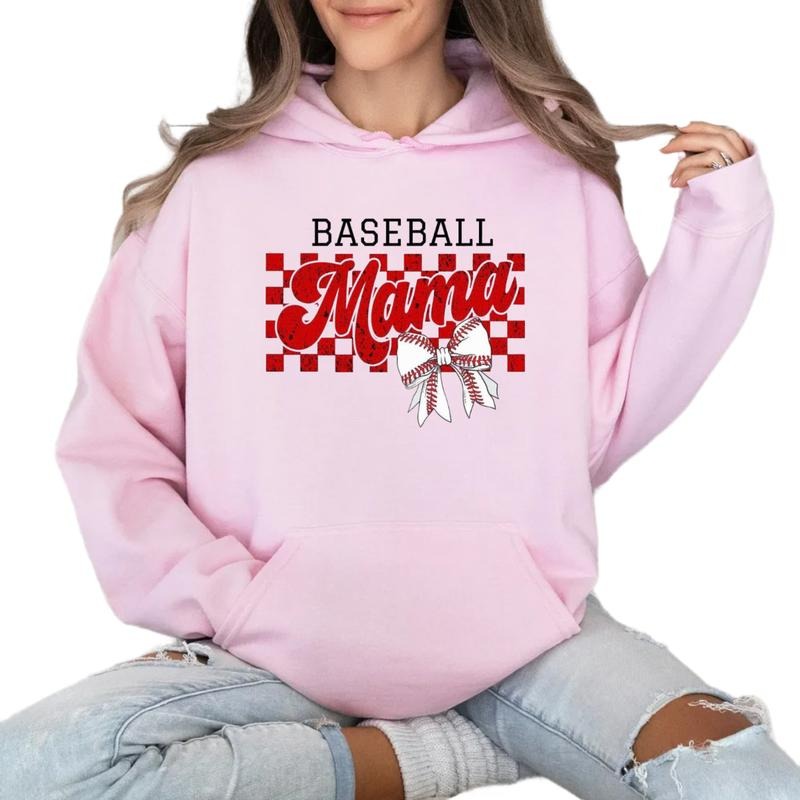 Retro Baseball Mama Shirt, Baseball Mama Hoodie, Retro Checkered Mama Tee, Baseball Coquette Bow Tshirt, Unisex Crewneck...