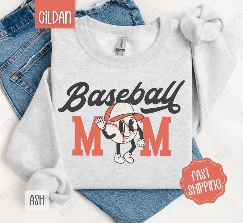 Retro Baseball Mom Sweatshirt, Women's Crewneck, Baseball Mom Women's Sweatshirt T-Shirts, Hoodie | TeeBloomCo.com
