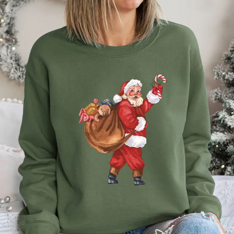 Retro Candy Santa Shirt, Retro Christmas Sweatshirt, Winter Crewneck, Vintage Santa Claus Christmas Shirt, Gift For...